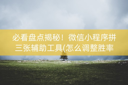 必看盘点揭秘！微信小程序拼三张辅助工具(怎么调整胜率)
