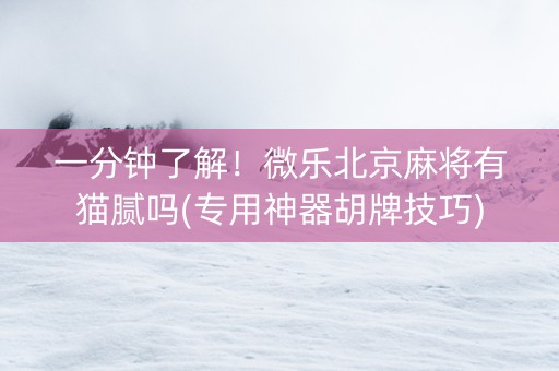 一分钟了解！微乐北京麻将有猫腻吗(专用神器胡牌技巧)