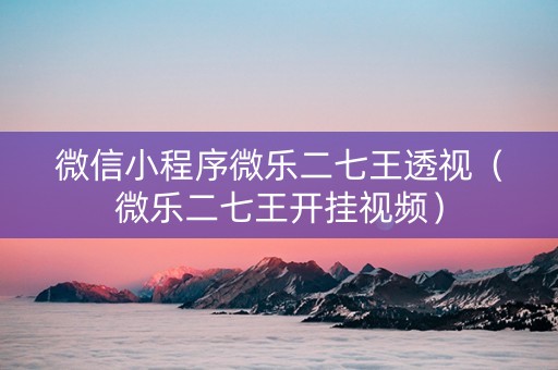 微信小程序微乐二七王透视（微乐二七王开挂视频）