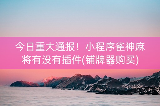 今日重大通报！小程序雀神麻将有没有插件(铺牌器购买)
