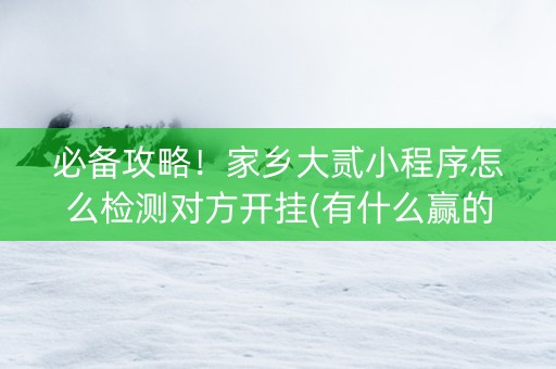 必备攻略！家乡大贰小程序怎么检测对方开挂(有什么赢的技巧)
