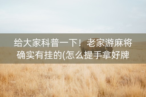 给大家科普一下！老家游麻将确实有挂的(怎么提手拿好牌)