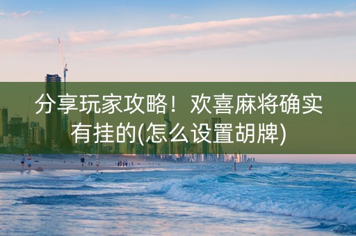 分享玩家攻略！欢喜麻将确实有挂的(怎么设置胡牌)