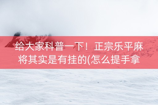 给大家科普一下！正宗乐平麻将其实是有挂的(怎么提手拿好牌)