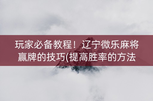 玩家必备教程！辽宁微乐麻将赢牌的技巧(提高胜率的方法)