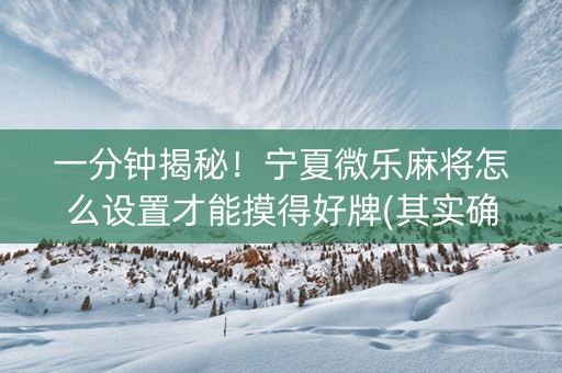一分钟揭秘！宁夏微乐麻将怎么设置才能摸得好牌(其实确实有挂)