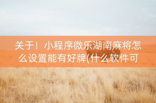 关于！小程序微乐湖南麻将怎么设置能有好牌(什么软件可以赢)