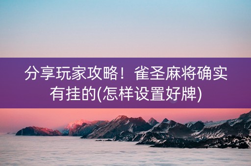 分享玩家攻略！雀圣麻将确实有挂的(怎样设置好牌)
