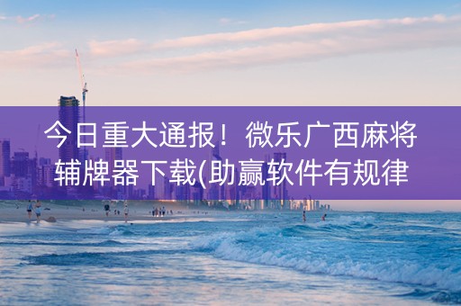 今日重大通报！微乐广西麻将辅牌器下载(助赢软件有规律吗)