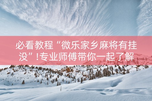 必看教程“微乐家乡麻将有挂没”!专业师傅带你一起了解（详细教程）-知乎