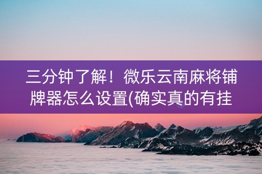 三分钟了解！微乐云南麻将铺牌器怎么设置(确实真的有挂)