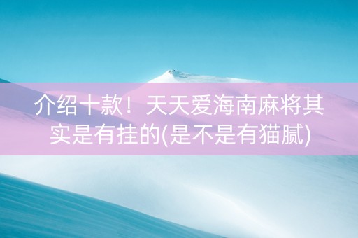 介绍十款！天天爱海南麻将其实是有挂的(是不是有猫腻)