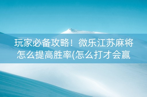 玩家必备攻略！微乐江苏麻将怎么提高胜率(怎么打才会赢)