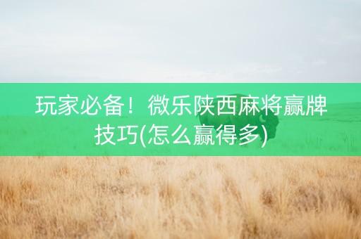 玩家必备！微乐陕西麻将赢牌技巧(怎么赢得多)