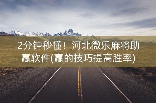 2分钟秒懂！河北微乐麻将助赢软件(赢的技巧提高胜率)