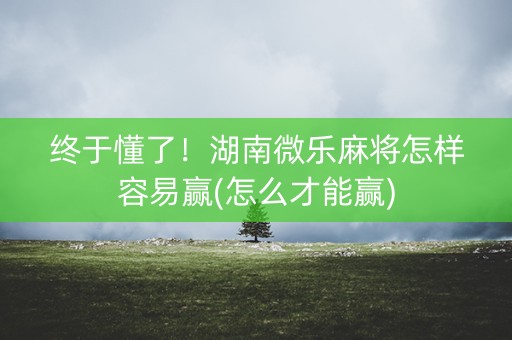 终于懂了！湖南微乐麻将怎样容易赢(怎么才能赢)