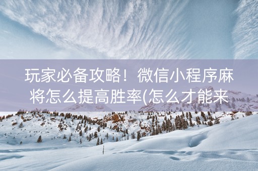 玩家必备攻略！微信小程序麻将怎么提高胜率(怎么才能来好牌)