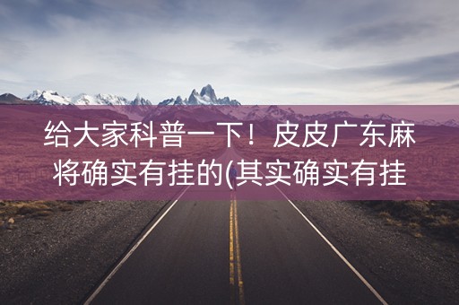 给大家科普一下！皮皮广东麻将确实有挂的(其实确实有挂)