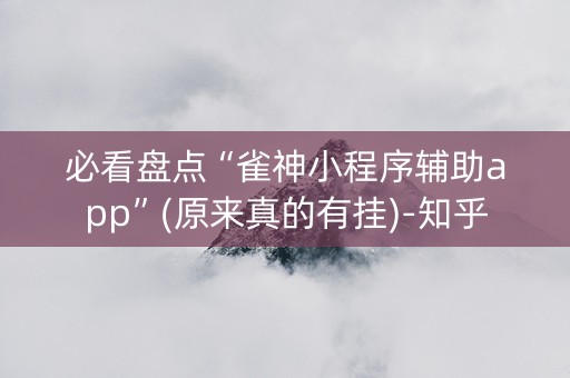 必看盘点“雀神小程序辅助app”(原来真的有挂)-知乎