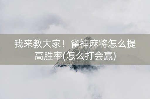 我来教大家！雀神麻将怎么提高胜率(怎么打会赢)