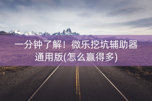一分钟了解！微乐挖坑辅助器通用版(怎么赢得多)