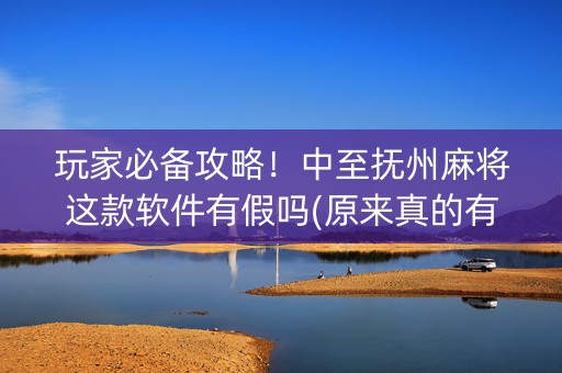 玩家必备攻略！中至抚州麻将这款软件有假吗(原来真的有挂)