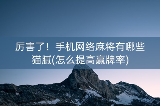 厉害了！手机网络麻将有哪些猫腻(怎么提高赢牌率)