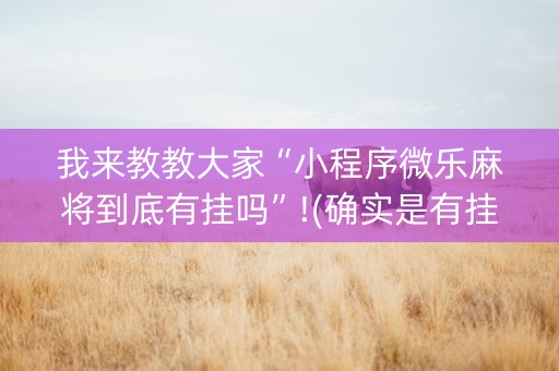 我来教教大家“小程序微乐麻将到底有挂吗”!(确实是有挂)-知乎