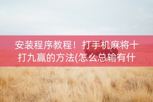 安装程序教程！打手机麻将十打九赢的方法(怎么总输有什么猫腻)