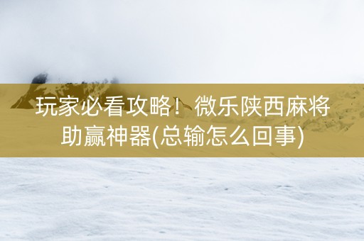 玩家必看攻略！微乐陕西麻将助赢神器(总输怎么回事)