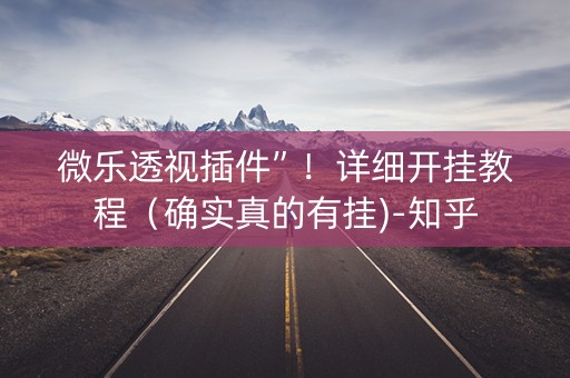 微乐透视插件”！详细开挂教程（确实真的有挂)-知乎