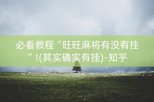 必看教程“旺旺麻将有没有挂”!(其实确实有挂)-知乎