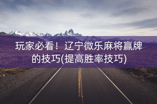 玩家必看！辽宁微乐麻将赢牌的技巧(提高胜率技巧)