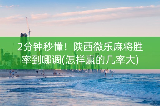 2分钟秒懂！陕西微乐麻将胜率到哪调(怎样赢的几率大)