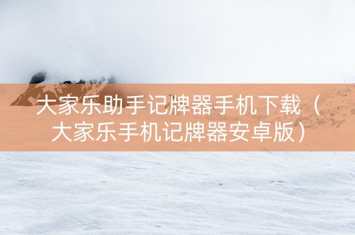 大家乐助手记牌器手机下载（大家乐手机记牌器安卓版）