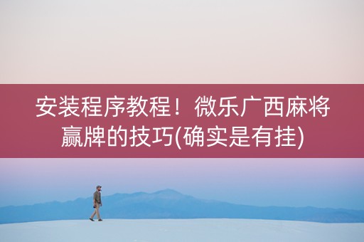 安装程序教程！微乐广西麻将赢牌的技巧(确实是有挂)
