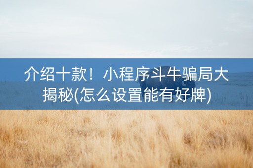介绍十款！小程序斗牛骗局大揭秘(怎么设置能有好牌)