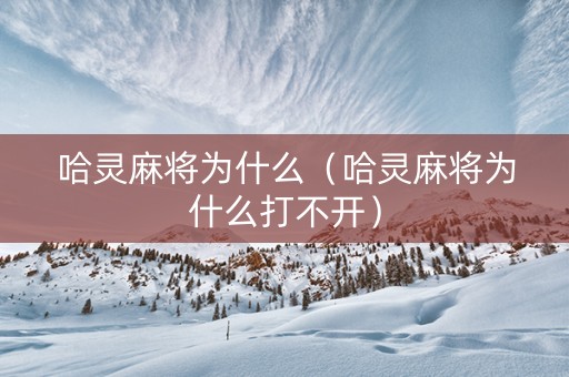 哈灵麻将为什么（哈灵麻将为什么打不开）