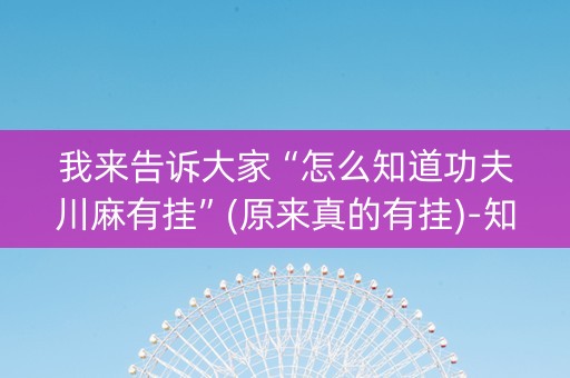 我来告诉大家“怎么知道功夫川麻有挂”(原来真的有挂)-知乎
