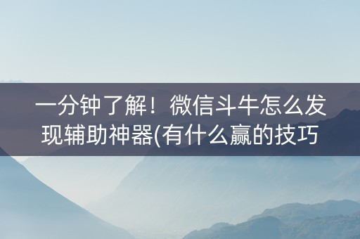一分钟了解！微信斗牛怎么发现辅助神器(有什么赢的技巧)
