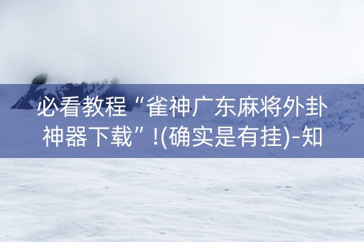 必看教程“雀神广东麻将外卦神器下载”!(确实是有挂)-知乎