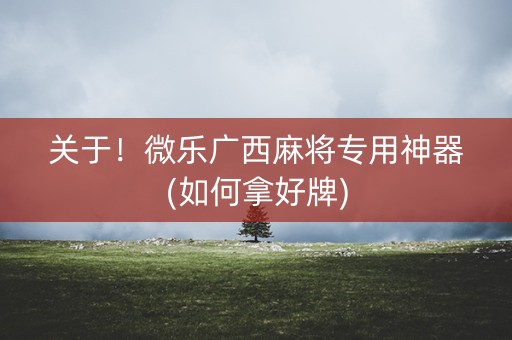 关于！微乐广西麻将专用神器(如何拿好牌)