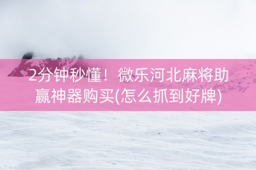 2分钟秒懂！微乐河北麻将助赢神器购买(怎么抓到好牌)
