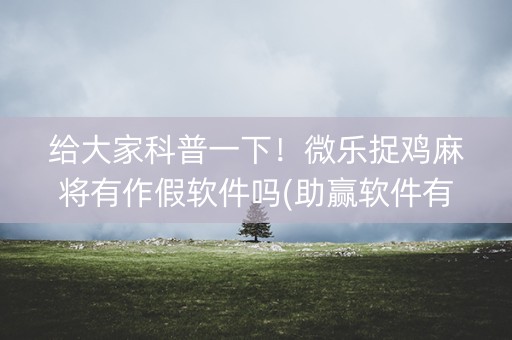 给大家科普一下！微乐捉鸡麻将有作假软件吗(助赢软件有规律吗)
