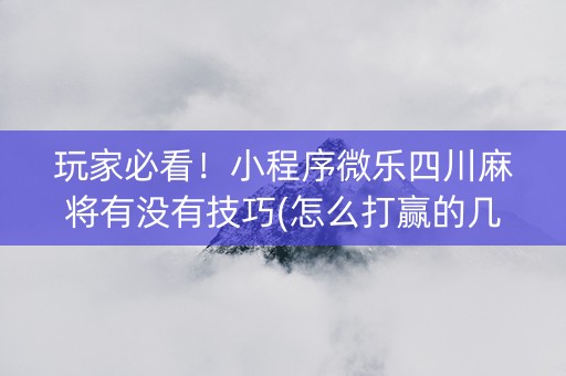 玩家必看！小程序微乐四川麻将有没有技巧(怎么打赢的几率大)
