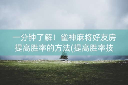 一分钟了解！雀神麻将好友房提高胜率的方法(提高胜率技巧)