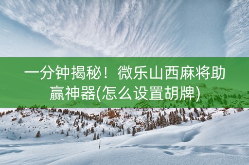 一分钟揭秘！微乐山西麻将助赢神器(怎么设置胡牌)