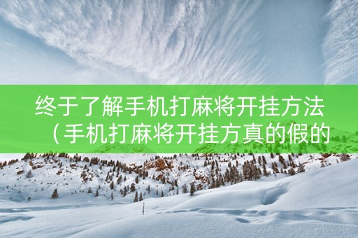 终于了解手机打麻将开挂方法（手机打麻将开挂方真的假的）