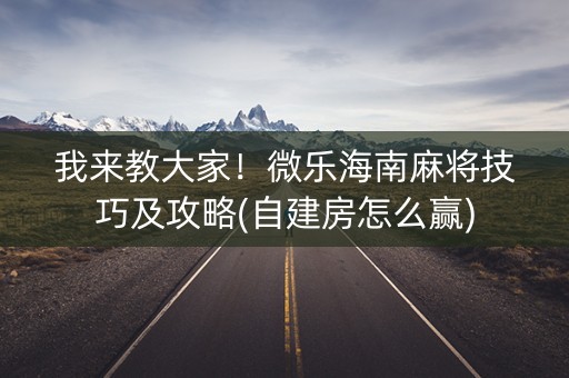 我来教大家！微乐海南麻将技巧及攻略(自建房怎么赢)