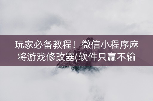 玩家必备教程！微信小程序麻将游戏修改器(软件只赢不输)